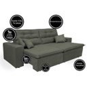 Ver imagem 3 de Sofá Cairo 1.82M Retrátil e Reclinável com Molas No Assento e 4 Almofadas Tecido Suede