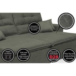 Sofá Cairo 3,12M Retrátil e Reclinável com Molas No Assento e 4 Almofadas Tecido Suede - 4