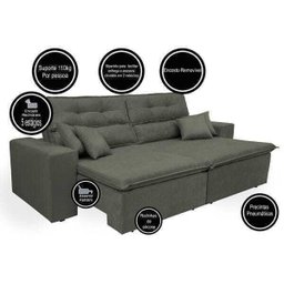 Sofá Cairo 3,12M Retrátil e Reclinável com Molas No Assento e 4 Almofadas Tecido Suede - 3