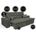 Ver imagem 3 de Sofá Cairo 3,12M Retrátil e Reclinável com Molas No Assento e 4 Almofadas Tecido Suede