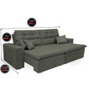 Ver imagem 2 de Sofá Cairo 2.92M Retrátil e Reclinável com Molas No Assento e 4 Almofadas Tecido Suede