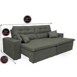 Sofá Cairo 2.92M Retrátil e Reclinável com Molas No Assento e 4 Almofadas Tecido Suede - 2