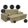 Sofá Cairo 2.92M Retrátil e Reclinável com Molas No Assento e 4 Almofadas Tecido Suede - 2