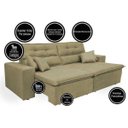 Ver imagem 2 de Sofá Cairo 2.92M Retrátil e Reclinável com Molas No Assento e 4 Almofadas Tecido Suede