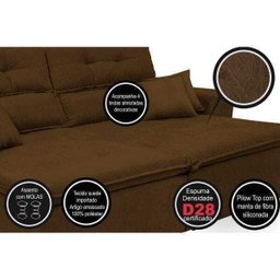 Sofá Cairo 1.82M Retrátil e Reclinável com Molas No Assento e 4 Almofadas Tecido Suede - 4 Sofá Cairo 1.82M Retrátil e Reclinável com Molas No Assento e 4 Almofadas Tecido Suede - 4