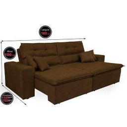 Sofá Cairo 1.82M Retrátil e Reclinável com Molas No Assento e 4 Almofadas Tecido Suede - 2 Sofá Cairo 1.82M Retrátil e Reclinável com Molas No Assento e 4 Almofadas Tecido Suede - 2