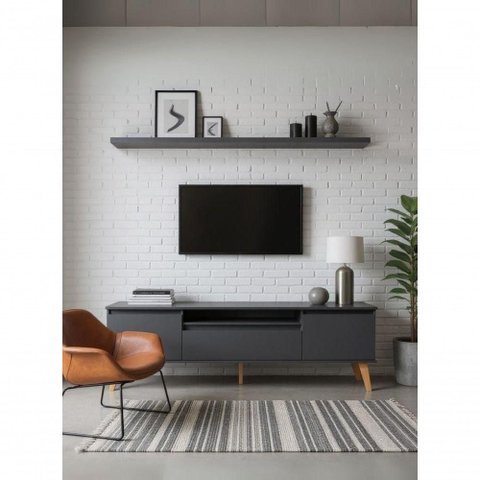 Rack para TV Dallas 180cm MDF Basculante Grafite On Móveis