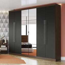 Guarda-Roupa 6 Portas e Espelho Kappesberg - Jacarandá/Preto - 1