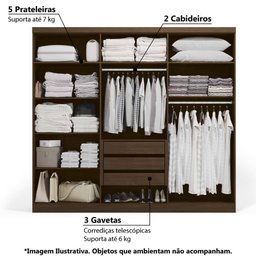 Guarda-Roupa 6 Portas e Espelho Kappesberg - Jacarandá/Preto - 3