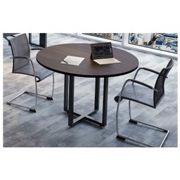 Mesa Reunião Redonda 1,20 Web25 - Pé Quadro - Marsala/Preto - 1