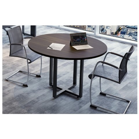 Mesa Reunião Redonda 1,20 Web25 - Pé Quadro - Marsala/Preto