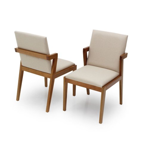 Kit com 2 Poltronas Liana com Braço - 2241 Mmj-as As-castanho Claro As-421