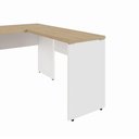 Ver imagem 5 de Mesa Escrivaninha 120cm em L Tampo 30mm Pés Painel F5 Office Cor:Macadâmia com Branco