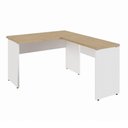 Ver imagem 2 de Mesa Escrivaninha 120cm em L Tampo 30mm Pés Painel F5 Office Cor:Macadâmia com Branco