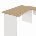 Ver imagem 6 de Mesa Escrivaninha 120cm em L Tampo 30mm Pés Painel F5 Office Cor:Macadâmia com Branco