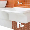 Ver imagem 1 de Tanque Plástico 22l para Lavanderia Branco + Sifão Copo Universal Sanfonado + Veda Rosca + Torneira