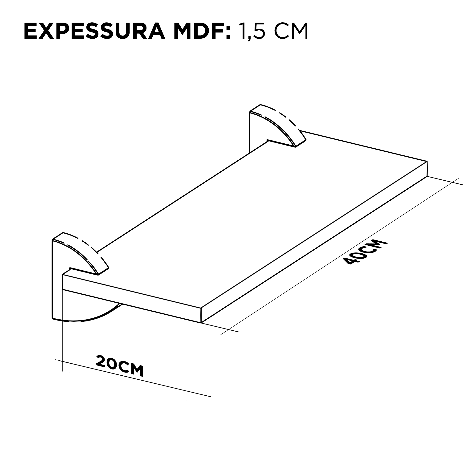 Kit de Prateleiras em Mdf / Elegantes com Suporte Bico 3d – para Sala/cozinha/quarto/área Externa - 4