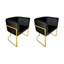 Ver imagem 1 de Kit 2 Poltronas Decorativa Sala de Estar Base de Ferro Dourada Veludo Preto