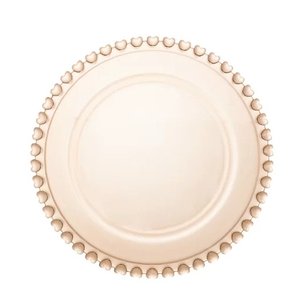 Prato P/sobremesa de Cristal de Chumbo Coracao Ambar Metaliz