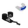 Kit Muay Thai Boxe Bandagem Elastica Preta - 500cm x 5cm e Protetor Bucal Duplo Neutro Muvin - 1