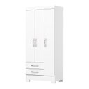 Ver imagem 1 de Guarda Roupa 3 Portas 2 Gavetas com Pés Branco - Briz
