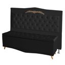 Ver imagem 1 de Kit Cabeceira de Cama Box e Calçadeira Baú Madri Casal 140 Cm Suede Preto do Lar Móveis e Decora