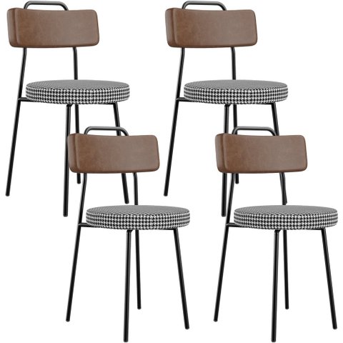Kit 04 Cadeiras Decorativas Estofada Sala Jantar Barcelona L02 Couríssimo Marrom Pied Poule - Lyam L