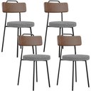Ver imagem 1 de Kit 04 Cadeiras Decorativas Estofada Sala Jantar Barcelona L02 Couríssimo Marrom Pied Poule - Lyam L