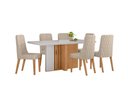 Ver imagem 1 de Conjunto Sala de Jantar Mesa Astrid 160 Tampo Vidro Maxi Off com 6 Cadeiras Luar - Lopas Amendoa Cle