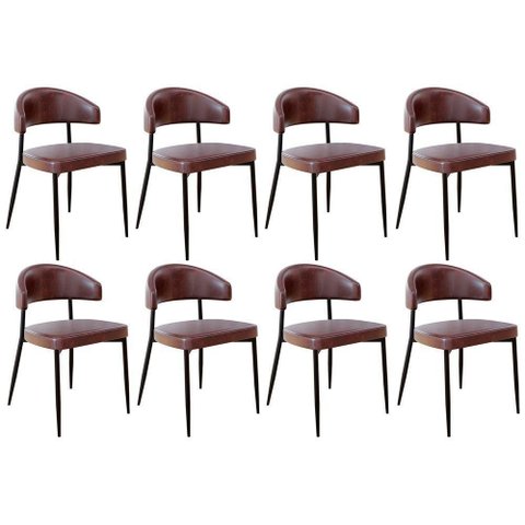 Cadeira de Jantar Estofada Kit 8 Chloe M25 Sintético Café - Mpozenato