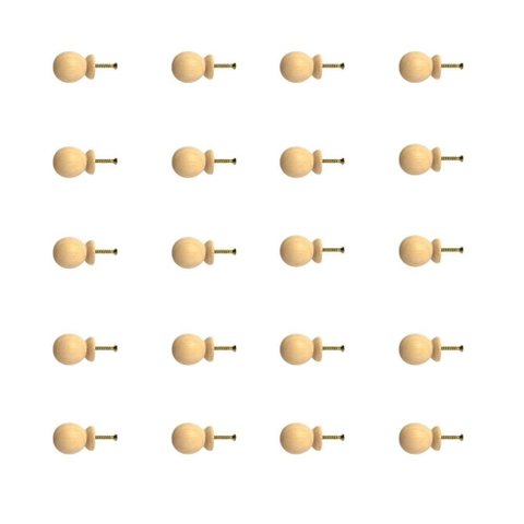 Kit 20 Puxadores de Madeira Redondos P/ Móveis Gavetas Armários Modelo Bola
