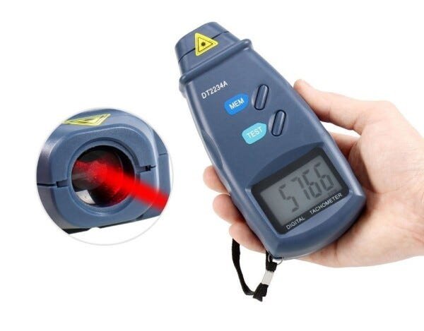 TACOMETRO DIGITAL SEM CONTATO LASER MEDIDOR DE ROTAÇÃO RPM COM 3 FITAS REFLETIVAS E ESTOJO DT- - 2