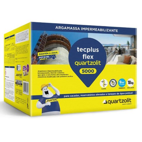 Impermeabilizante Tecplus 5000 Flex de 18 Kilos - Quartzolit Impermeabilizante 18kg Tecplus Flex 500