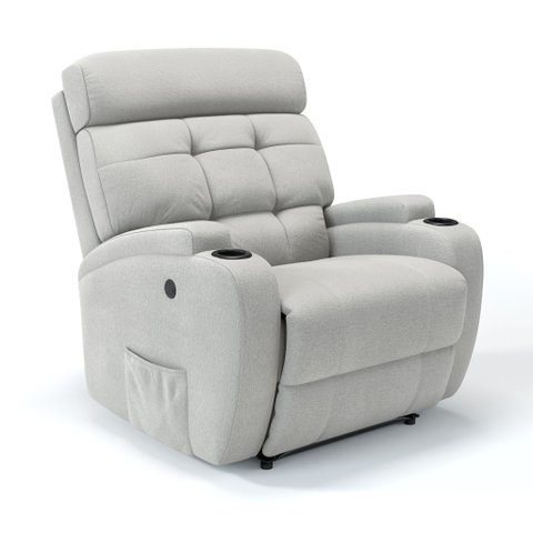 Poltrona do Papai Reclinável em Tecido Linho Cor Cinza Reclinação Elétrica - Modelo Florença