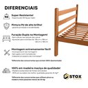 Ver imagem 5 de Cama Casal Reforçada 100% em Madeira Maciça Cor Verniz Natural