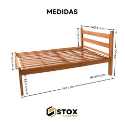 Cama Casal Reforçada 100% em Madeira Maciça Cor Verniz Natural - 4