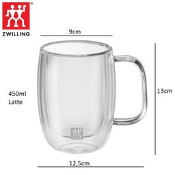 Jogo com 2 canecas Zwilling Sorrento vidro parede dupla para Latte 450ml - 2