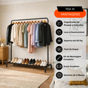 Ver imagem 3 de Cabideiro Arara Prateleira Organizador de Roupa Metal Preto Closet Vitrine Quarto Lavanderia de Casa