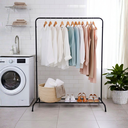 Ver mais imagens de Cabideiro Arara Prateleira Organizador de Roupa Metal Preto Closet Vitrine Quarto Lavanderia de Casa