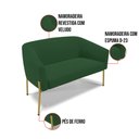 Ver imagem 5 de Sofá Namoradeira e Poltrona Pé de Ferro Dourado Stella Veludo Verde D03 - D'Rossi