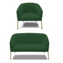 Ver imagem 1 de Sofá Namoradeira e Poltrona Pé de Ferro Dourado Stella Veludo Verde D03 - D'Rossi