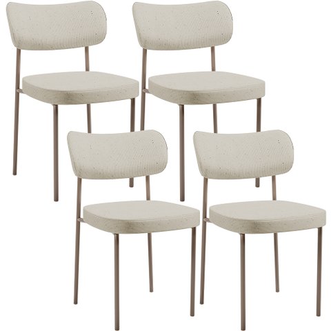 Kit 04 Cadeiras Decorativa Estofada para Sala de Jantar Melina Base Arena L02 Linho Champagne - Lyam
