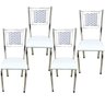 Kit 4 Cadeiras Jantar Belize Moderna Cromada Aço Junco Cozinha Sala Assento Branco Cromada Desenho - 1