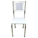 Ver imagem 4 de Kit 4 Cadeiras Jantar Belize Moderna Cromada Aço Junco Cozinha Sala Assento Branco Cromada Desenho