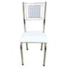 Kit 4 Cadeiras Jantar Belize Moderna Cromada Aço Junco Cozinha Sala Assento Branco Cromada Desenho - 4