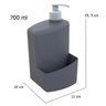 Porta Detergente e Esponja 700ml Dispenser de Detergente para Pia Full Utility Cinza - 3