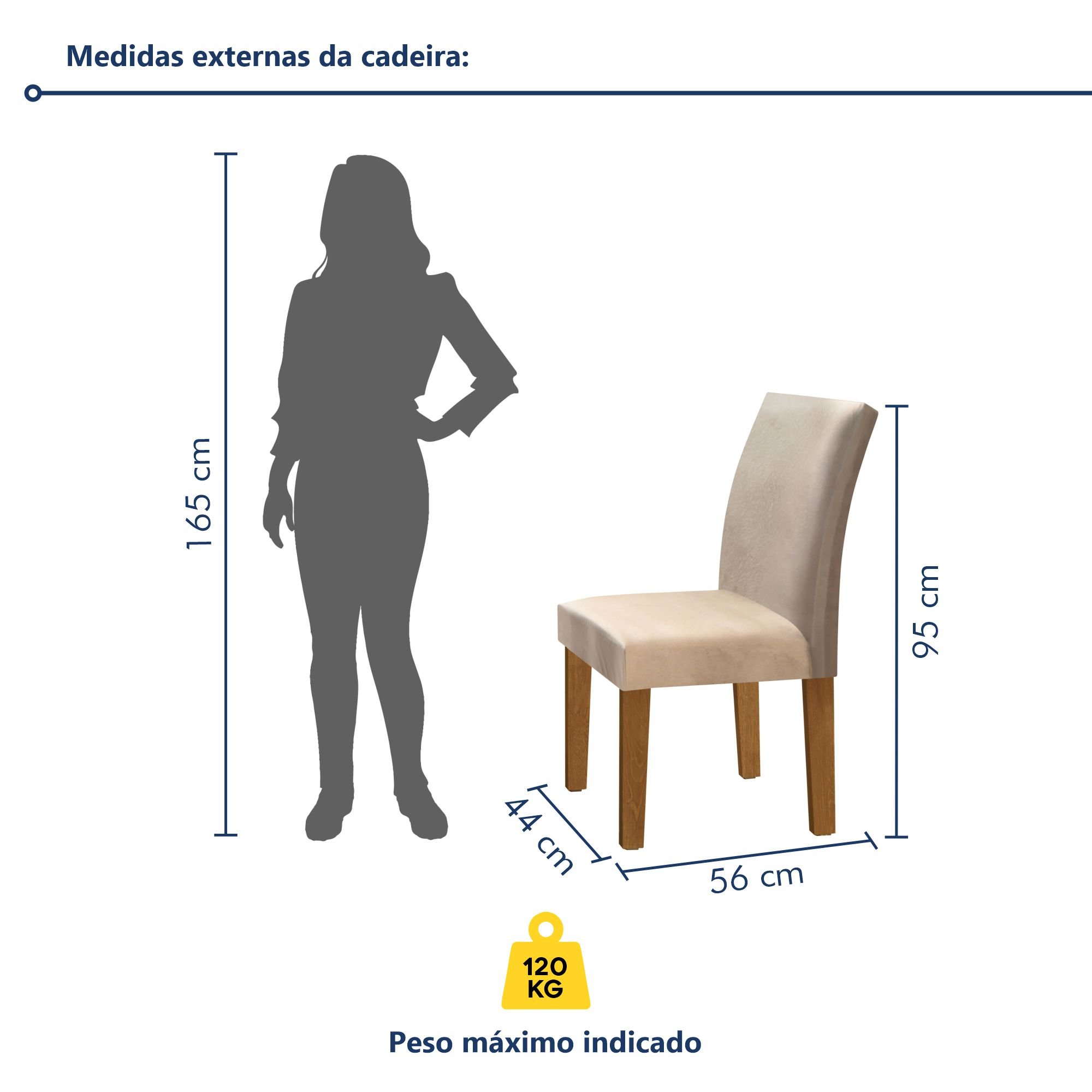 Conjunto Sala de Jantar Mesa Tampo de Vidro e 6 Cadeiras Classic  - 10