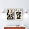 Kit 2 Quadros Decorativos Café - Art Deco 45x34cm - com Vidro:moldura Branca - 2
