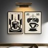 Kit 2 Quadros Decorativos Café - Art Deco 45x34cm - com Vidro:moldura Branca - 1