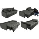 Ver imagem 7 de Sofá sem Caixa Retrátil Reclinável 2.55m Cama Inbox Versátil com Pillow Top e Molas Velusoft Cinza